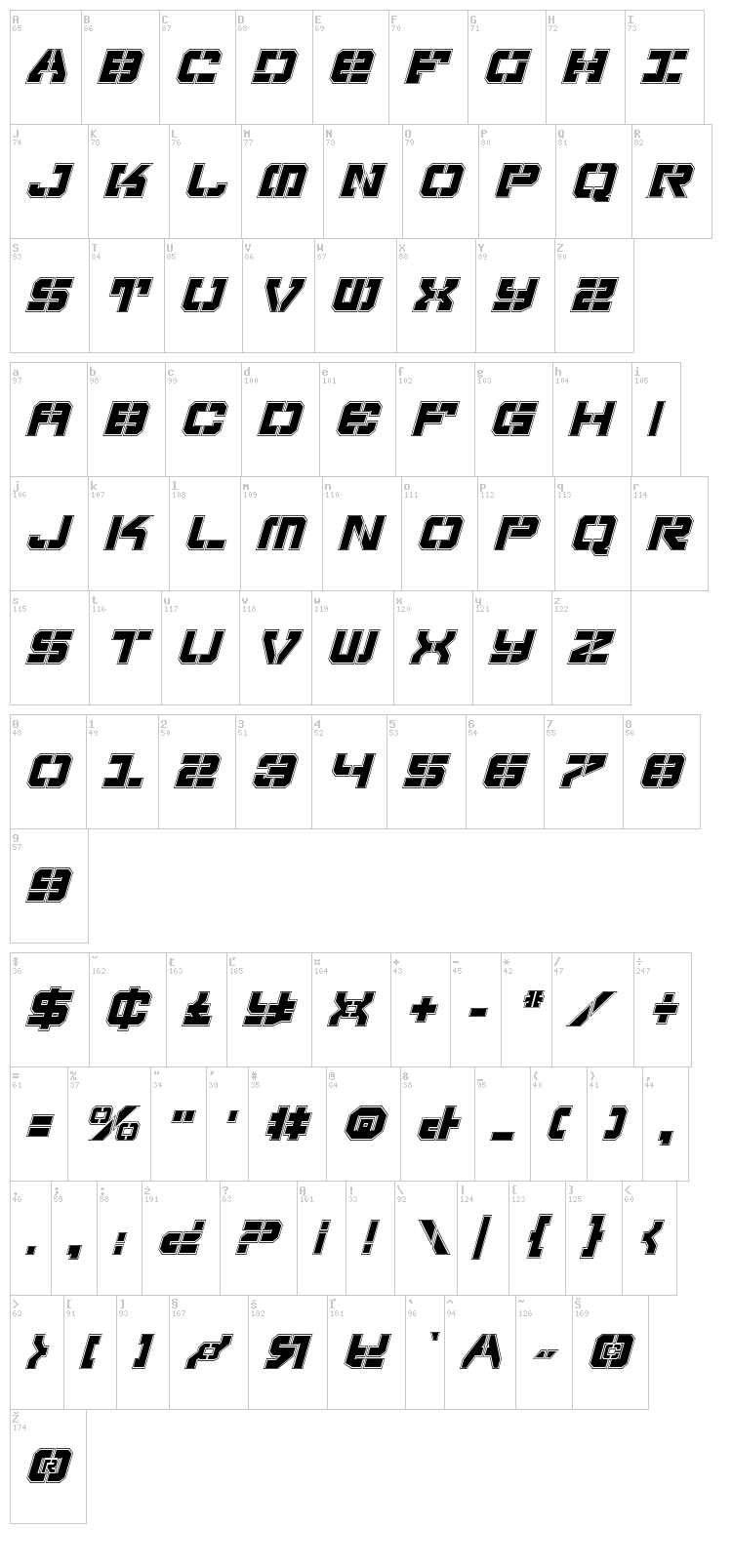 Vyper font map