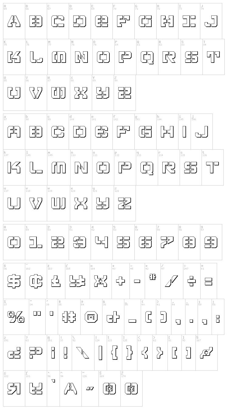 Vyper font map