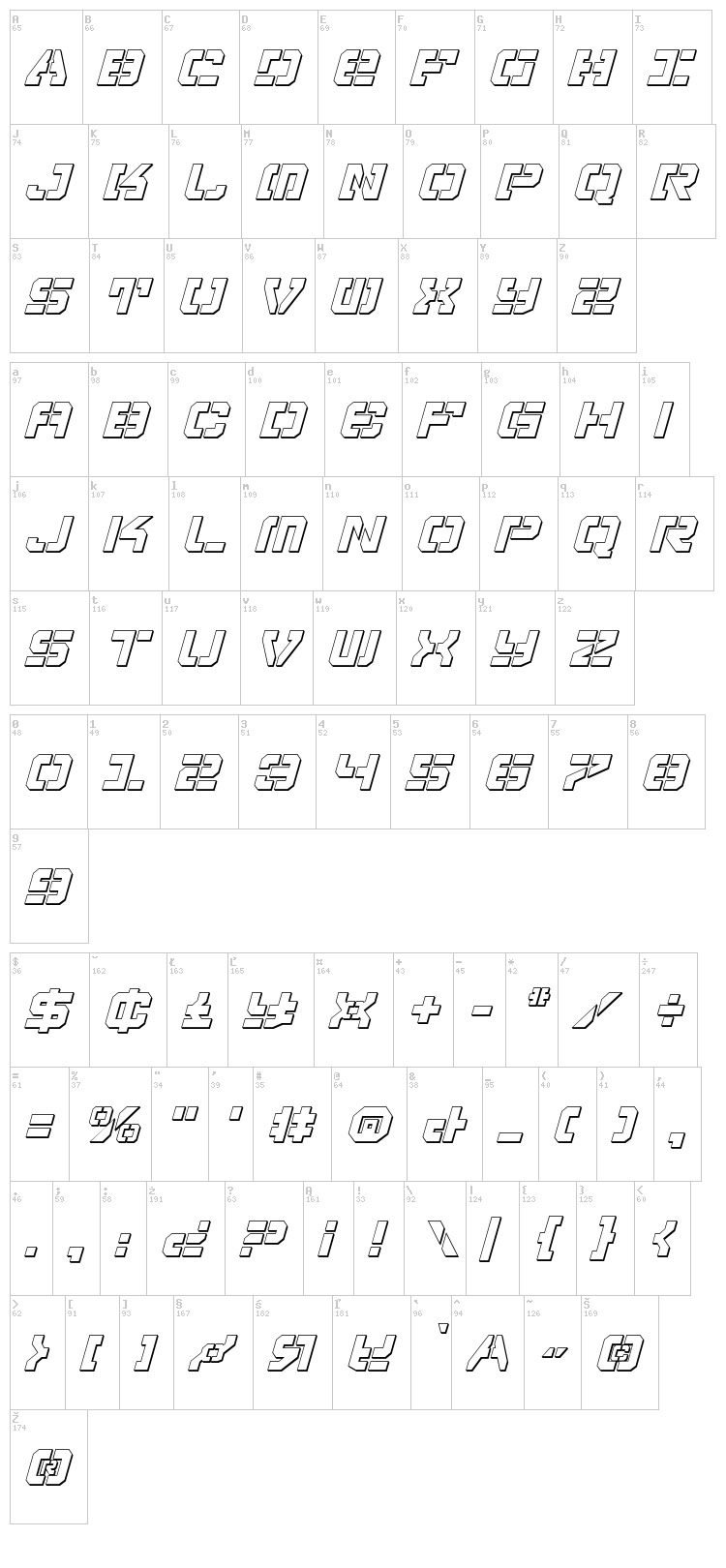 Vyper font map