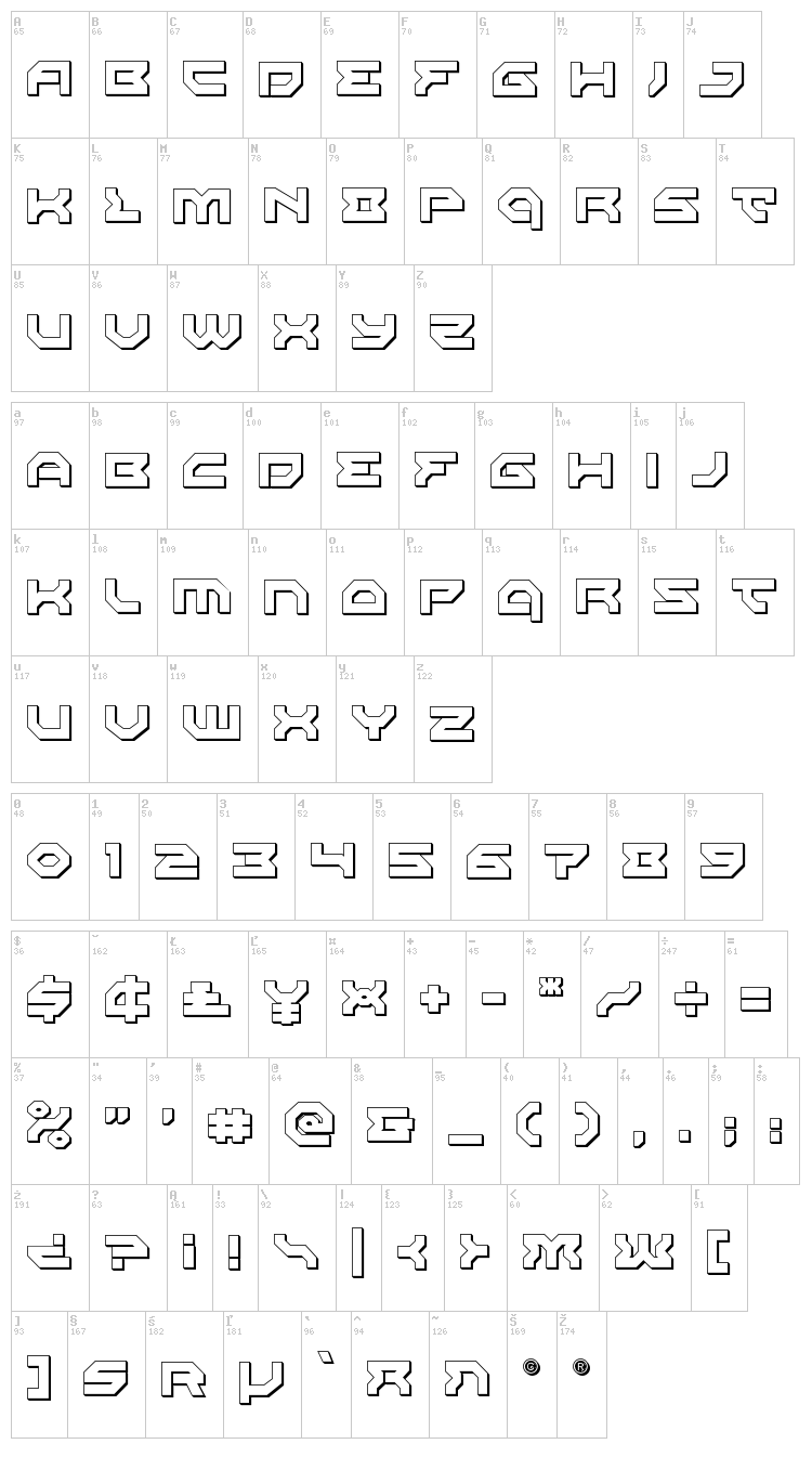 Xeno-Demon font map