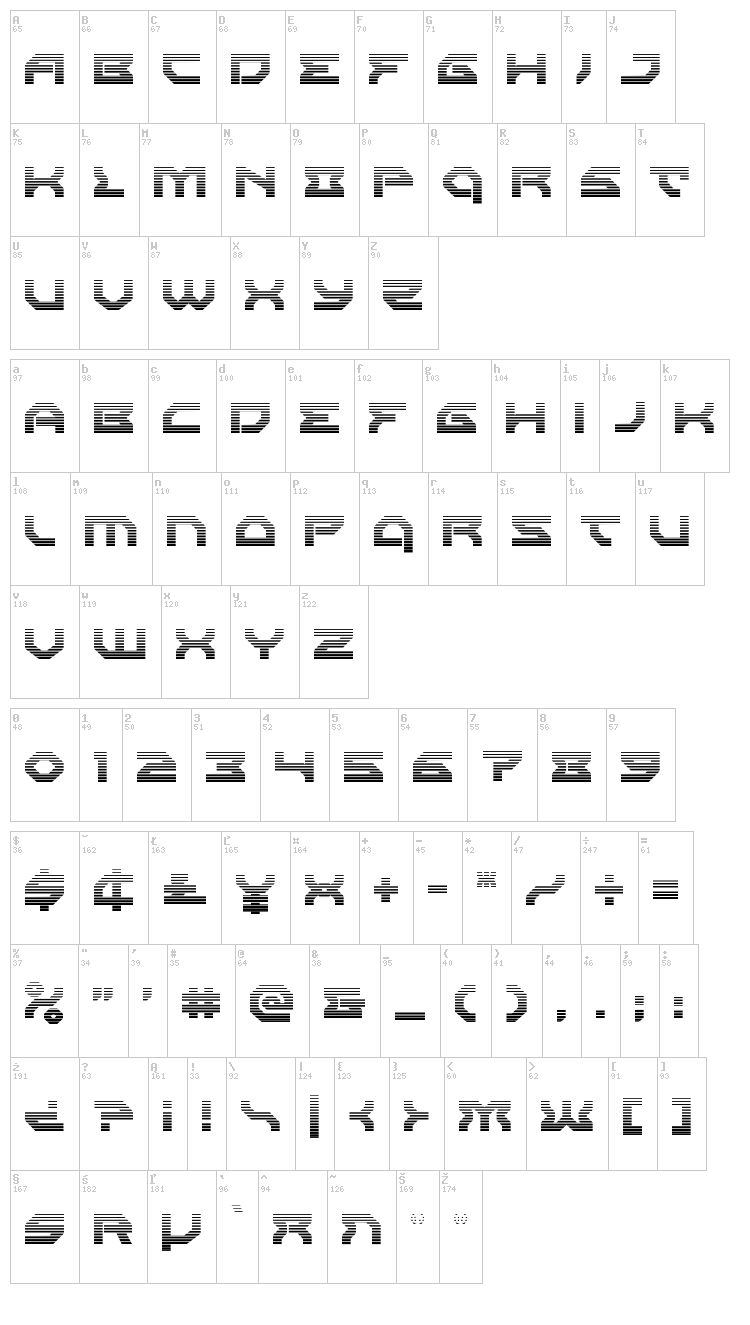 Xeno-Demon font map