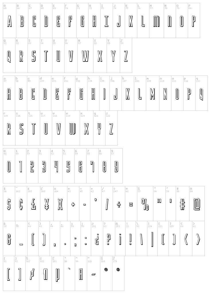 Y-Files font map