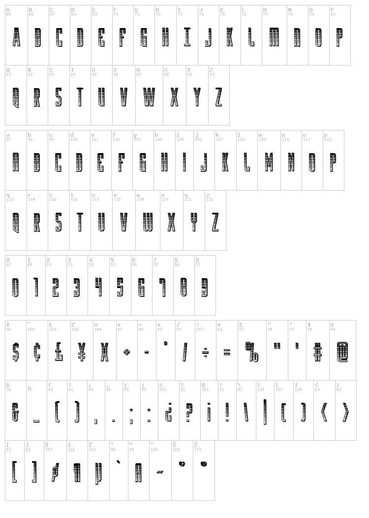 Y-Files font map