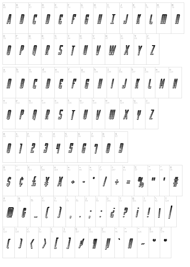 Y-Files font map