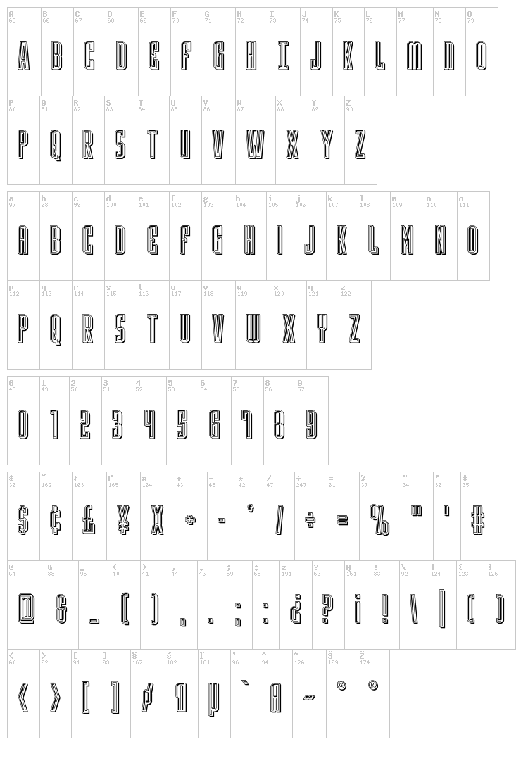 Y-Files font map