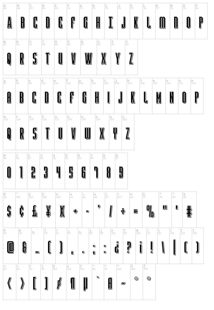 Y-Files font map
