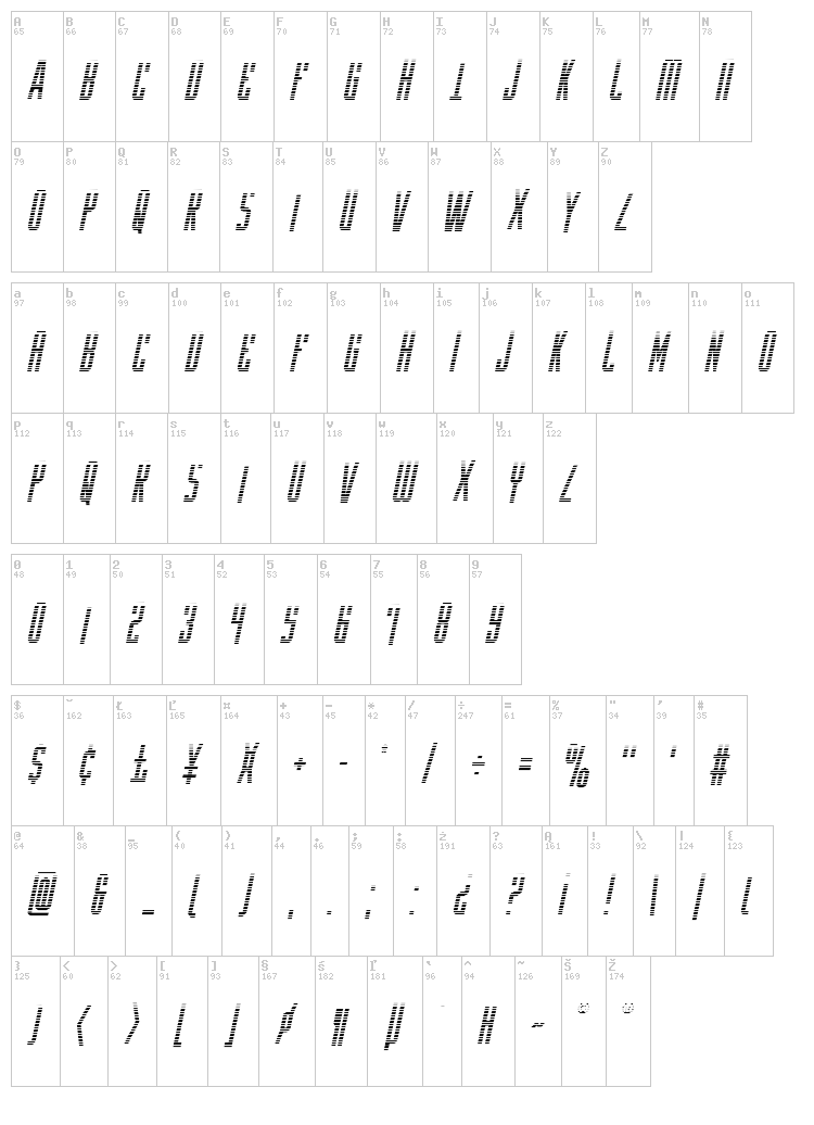 Y-Files font map