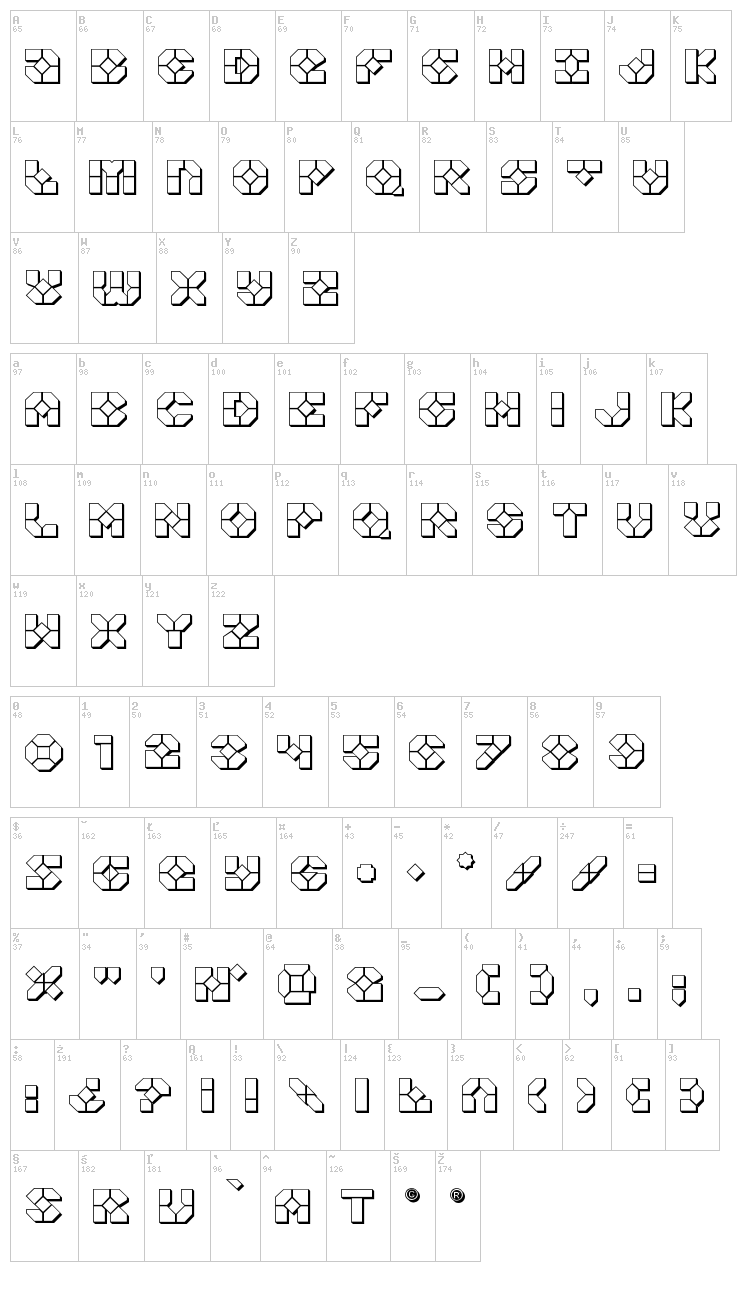 Zoomrunner font map