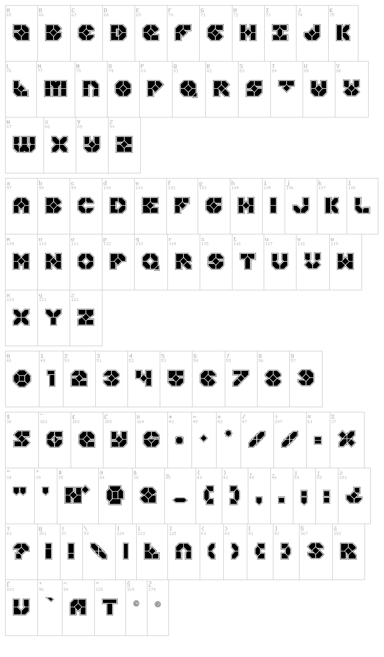 Zoomrunner font map