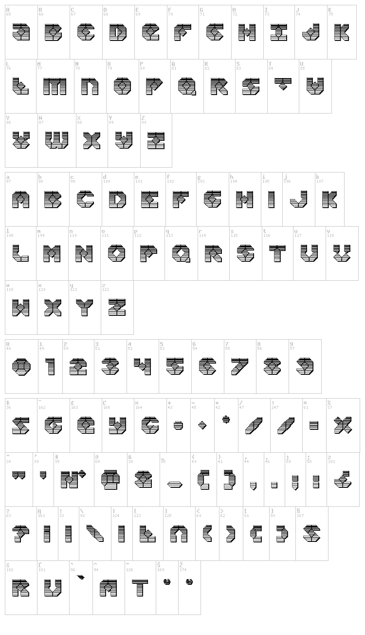 Zoomrunner font map