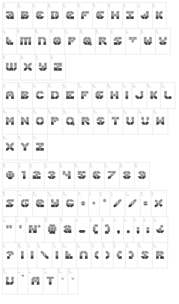 Zoomrunner font map