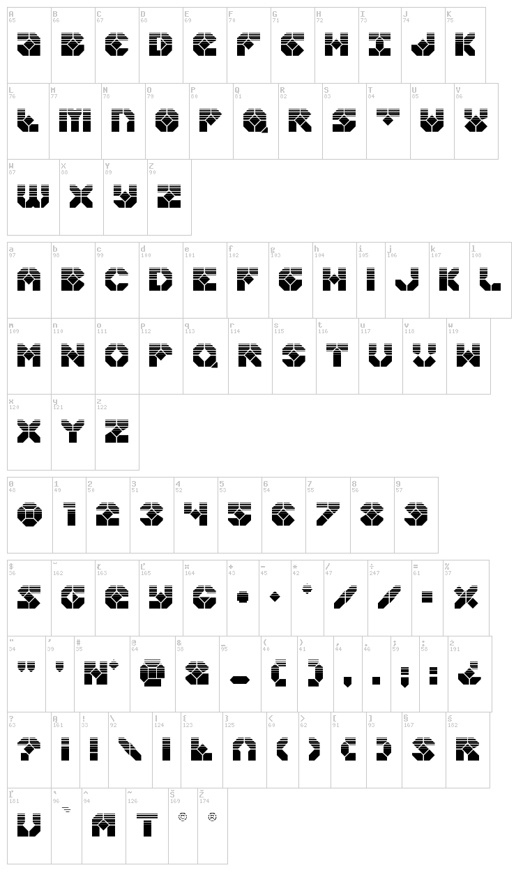 Zoomrunner font map