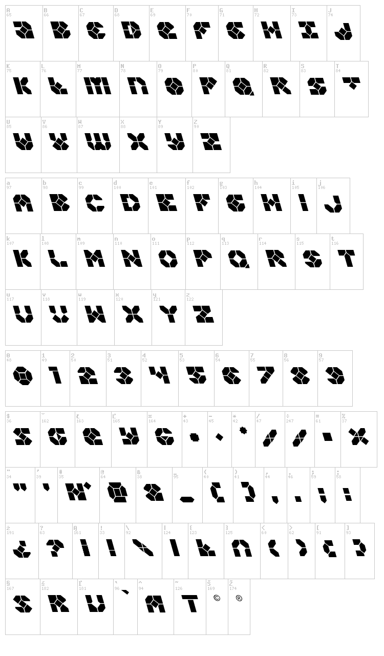 Zoomrunner font map
