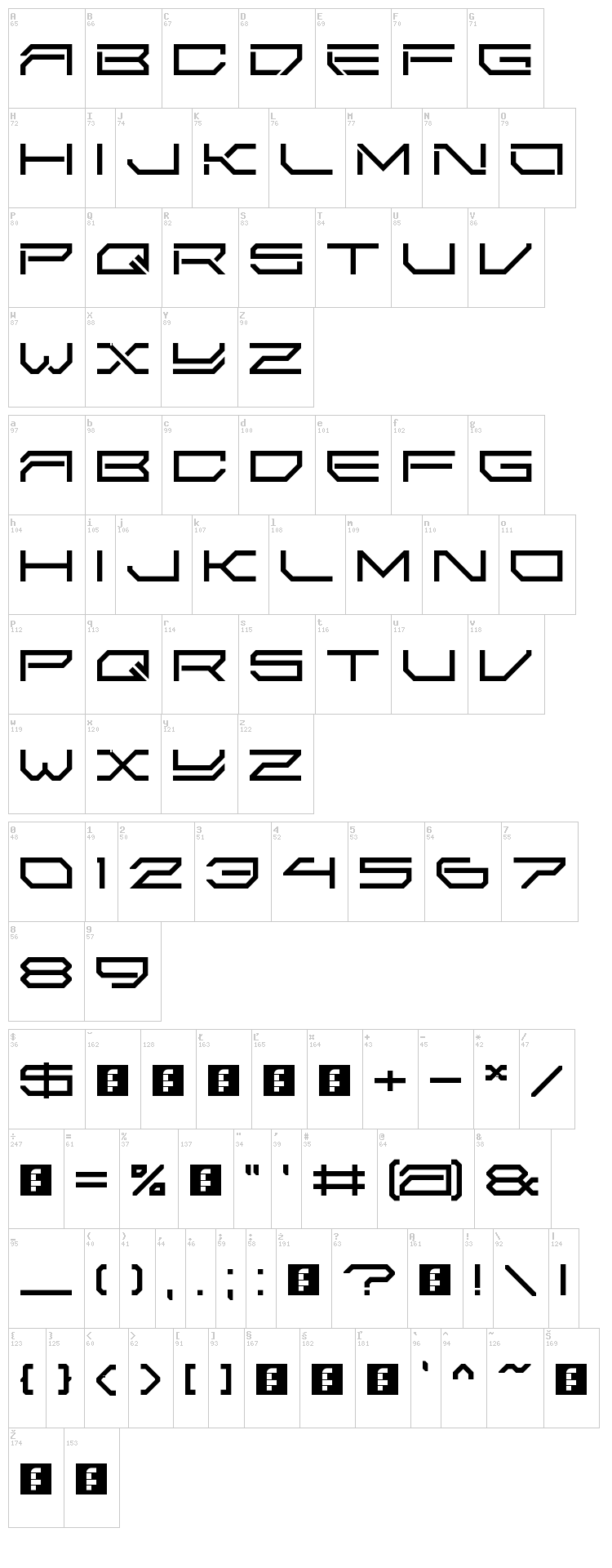 2589 LDR font map
