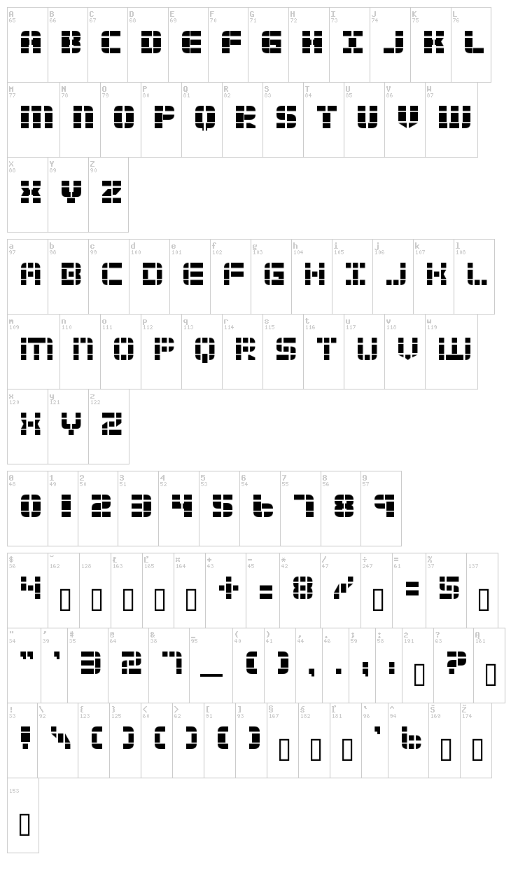 2 Tech font map