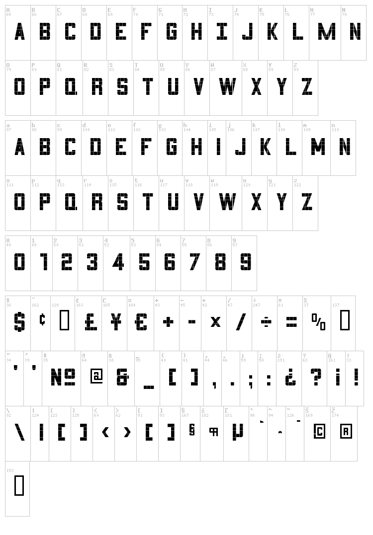 3x5 font map