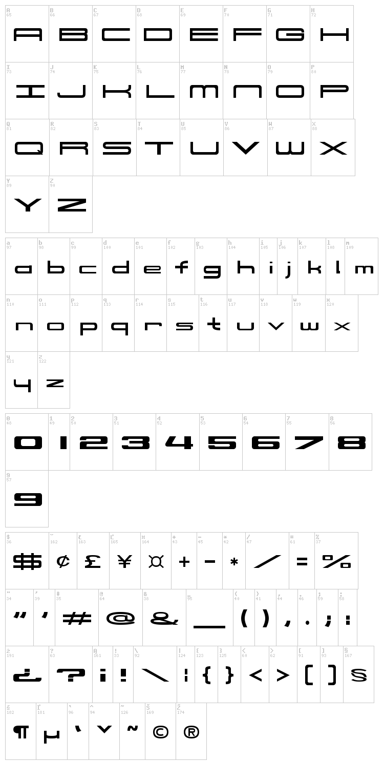 914 font map
