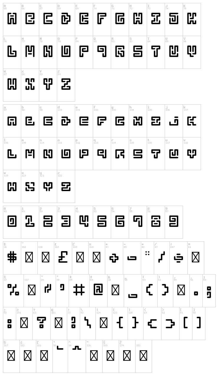 Abstract Labyrinth Rounded font map