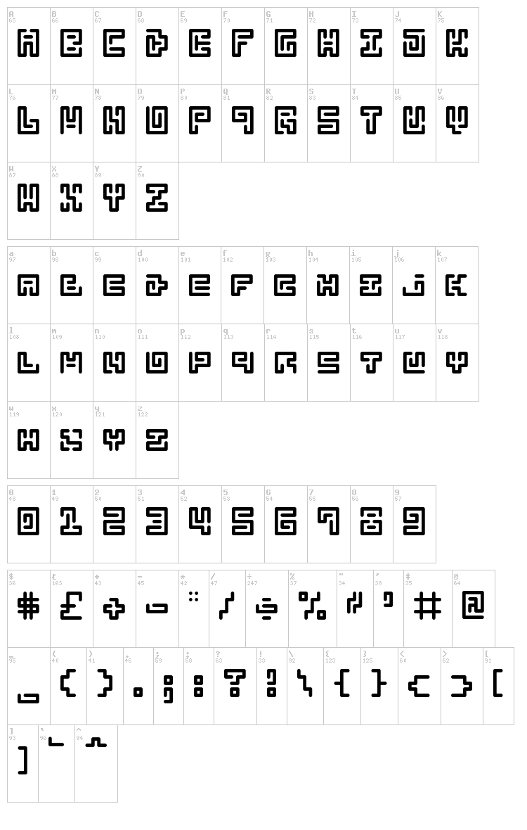 Abstract Labyrinth Rounded font map