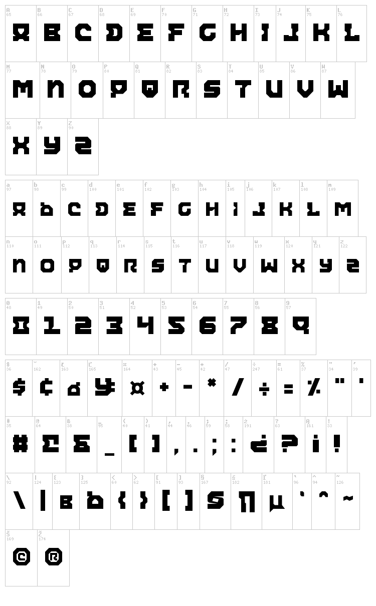 Airacobra font map
