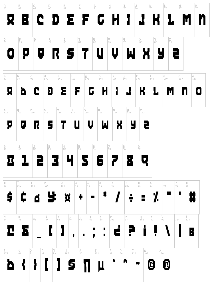 Airacobra font map
