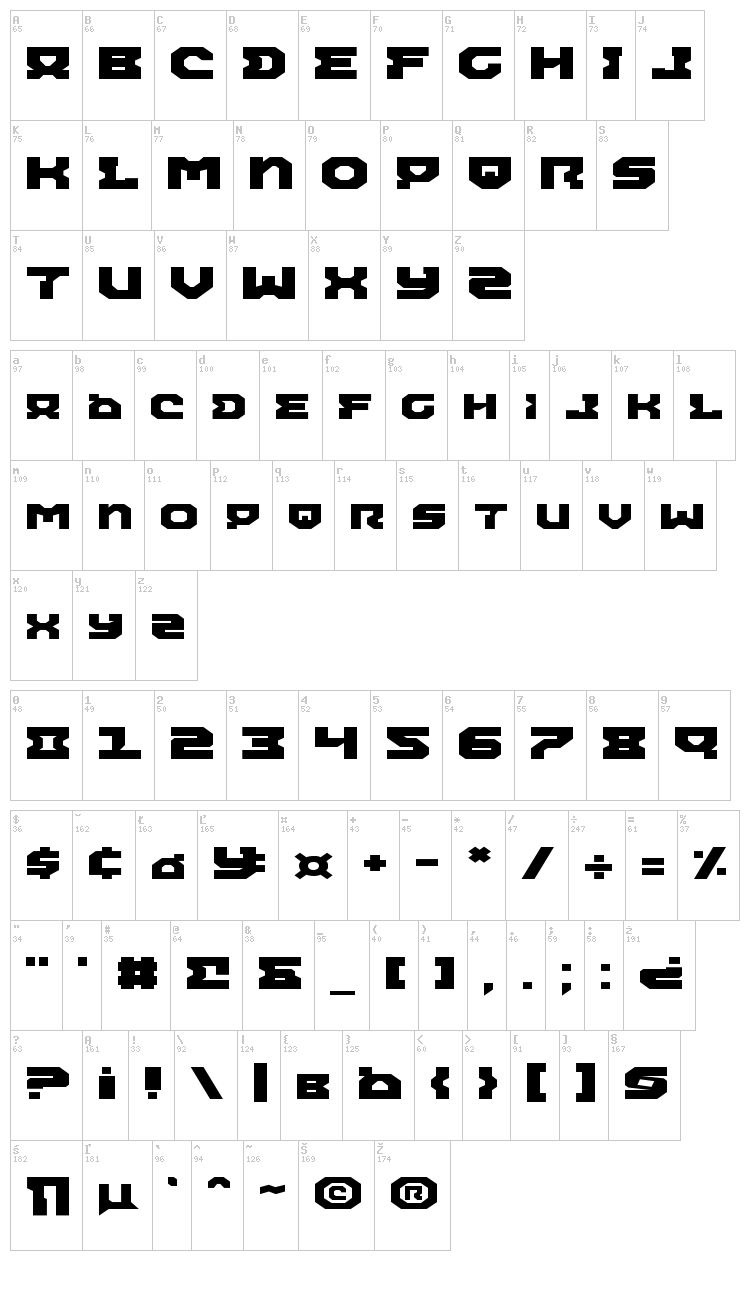 Airacobra font map
