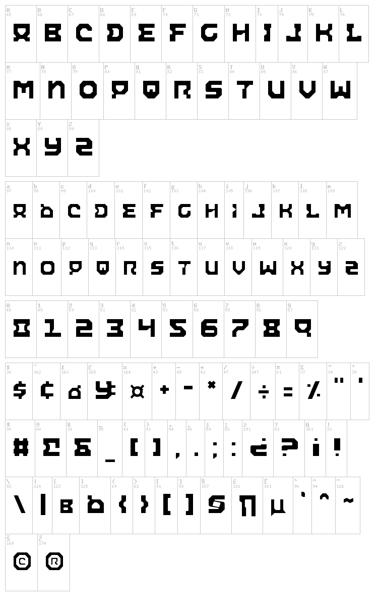 Airacobra font map