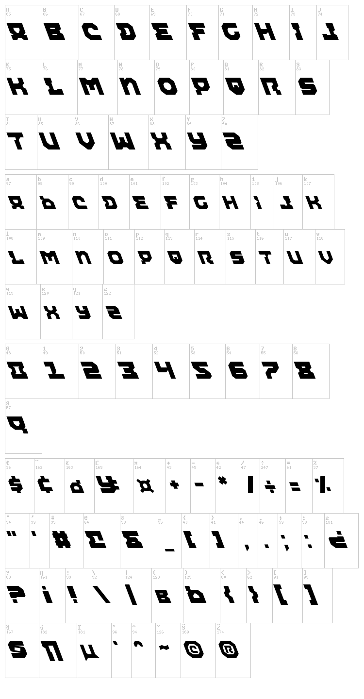 Airacobra font map
