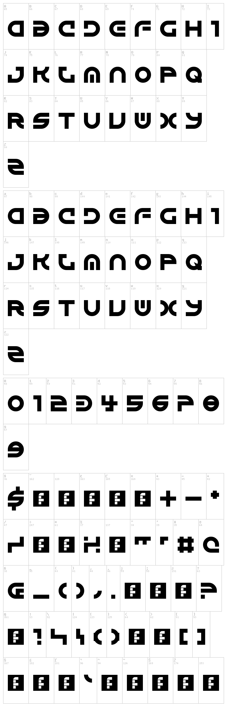 Alienated font map