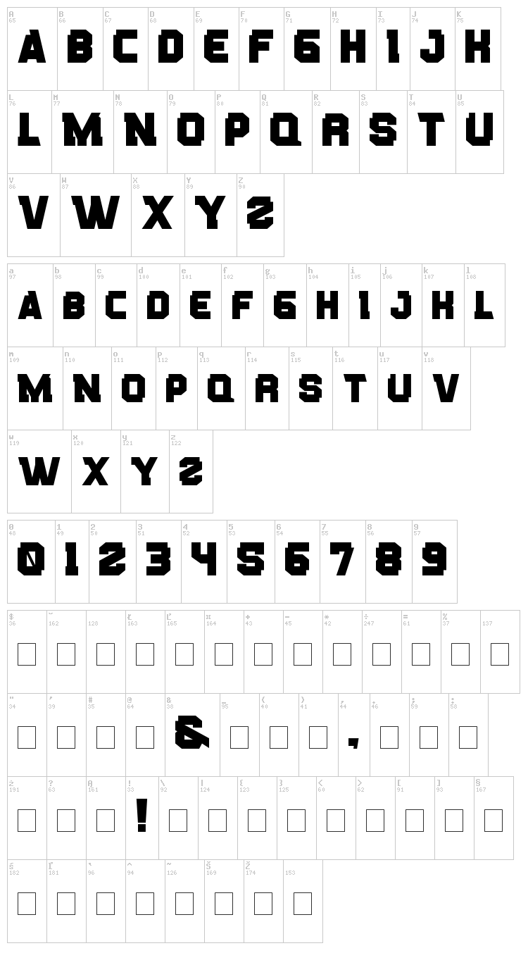 Banzai ! font map
