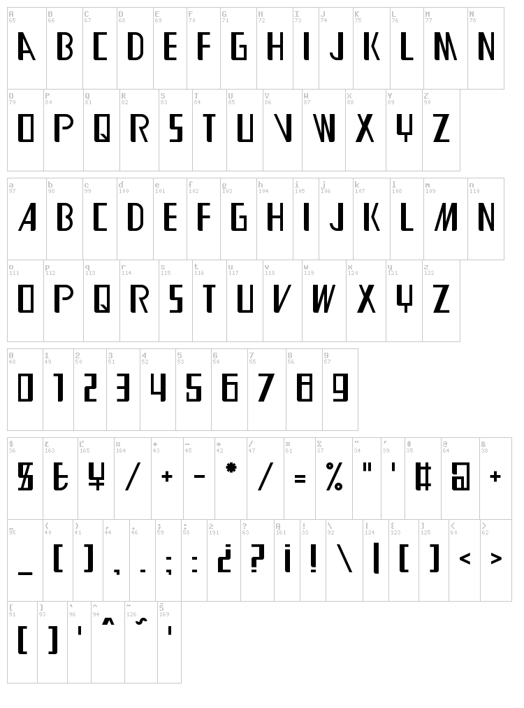 BD Equipment font map