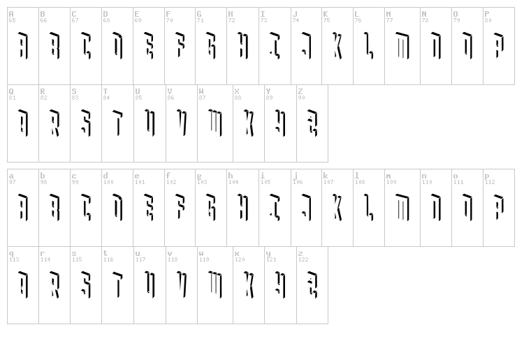 Blockbaq font map