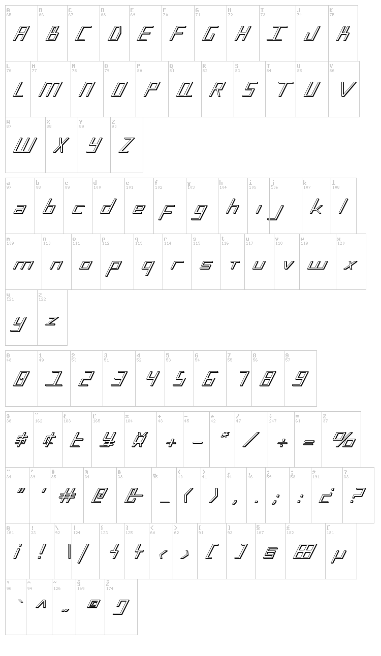 Blue July font map