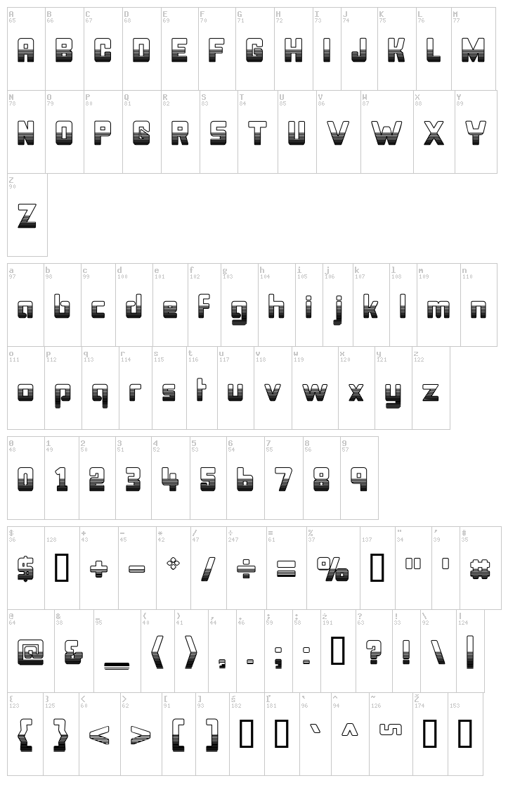 Bonk Fatty font map