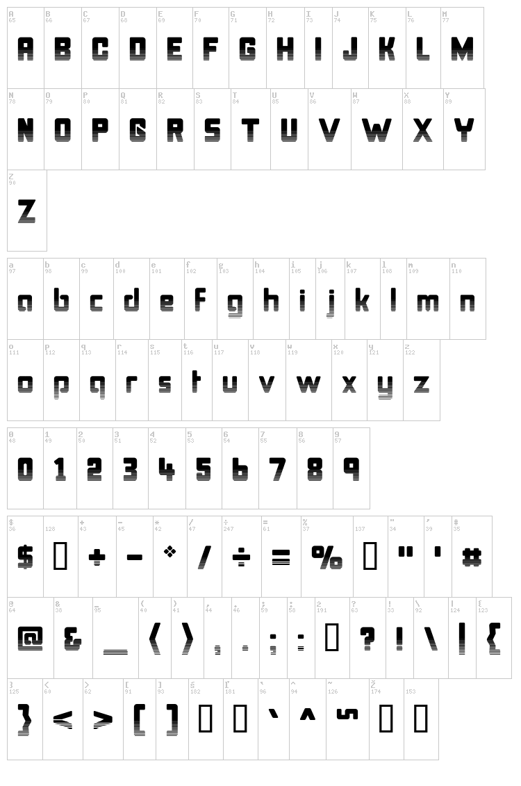 Bonk Fatty font map