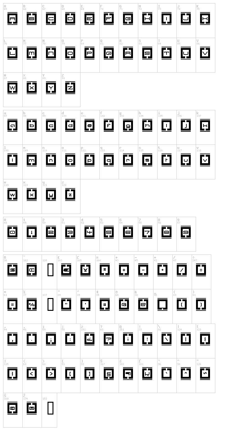 Border Base Future font map