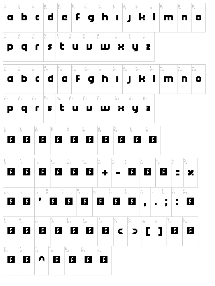Bugis Ex Mks font map