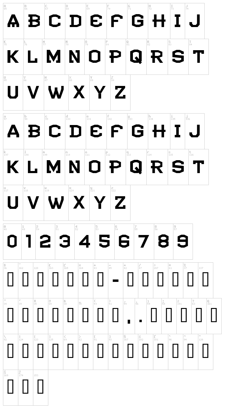 CF Atlantide font map