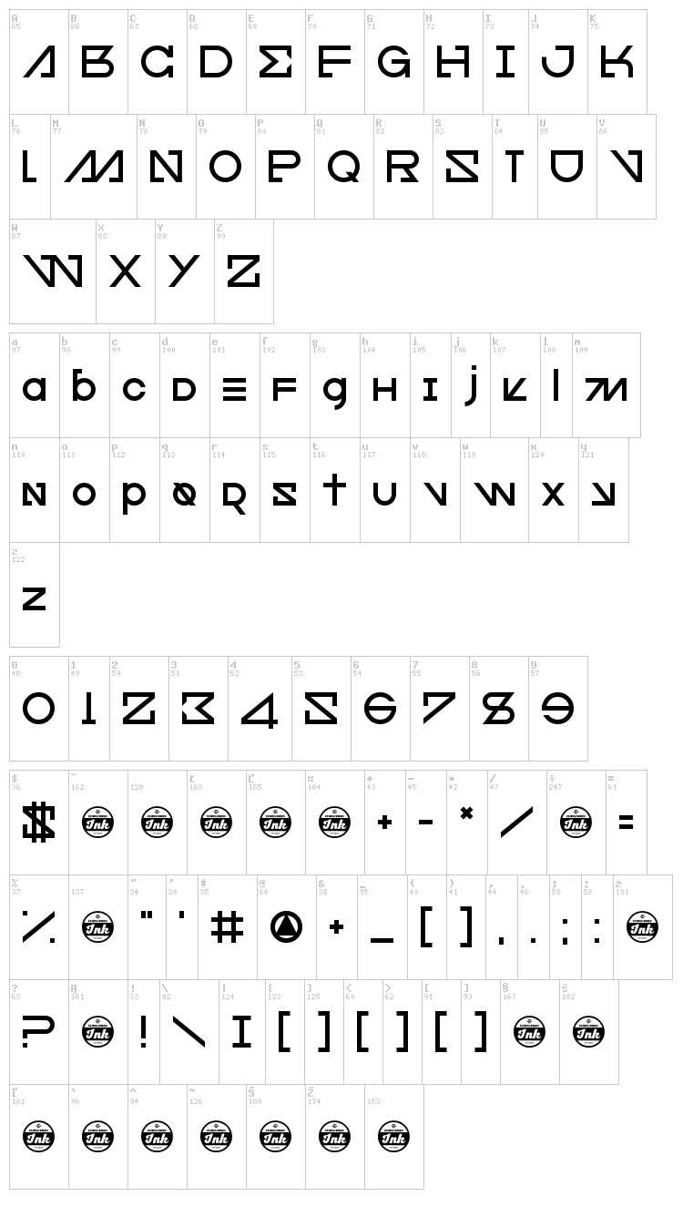 Cfour font map