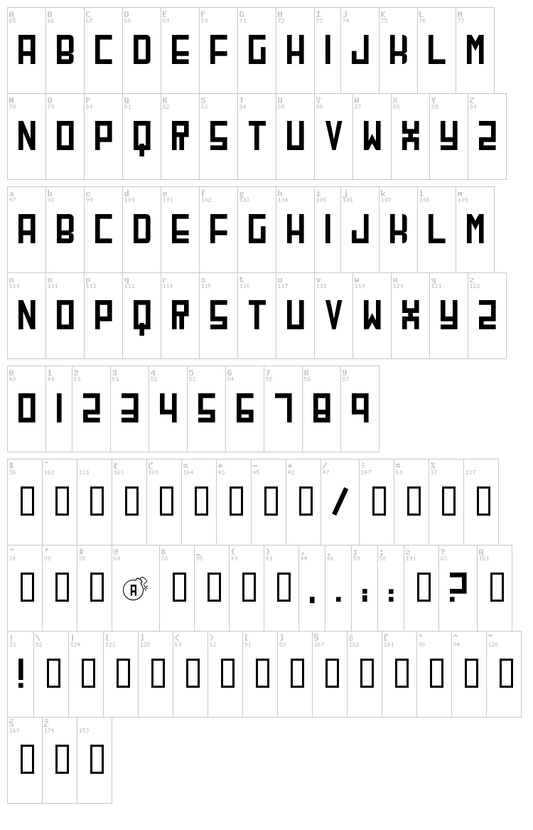 CherryBomb font map