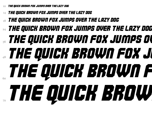 Commando font waterfall