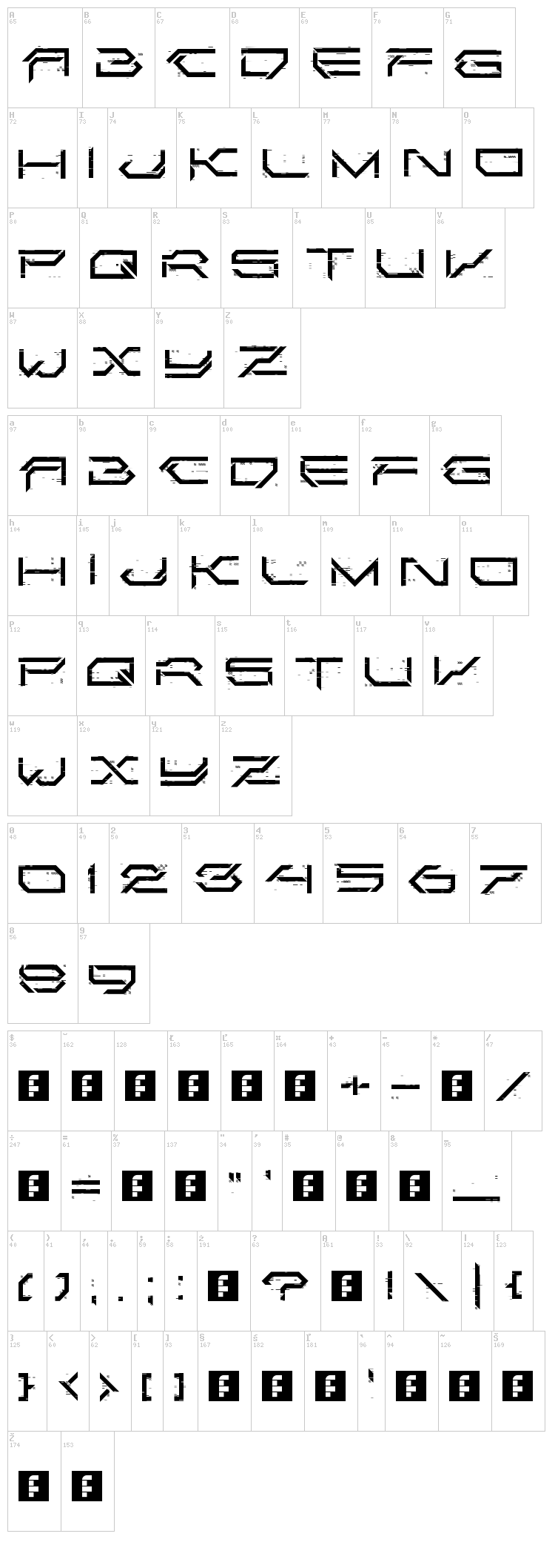Corruptor LDR font map