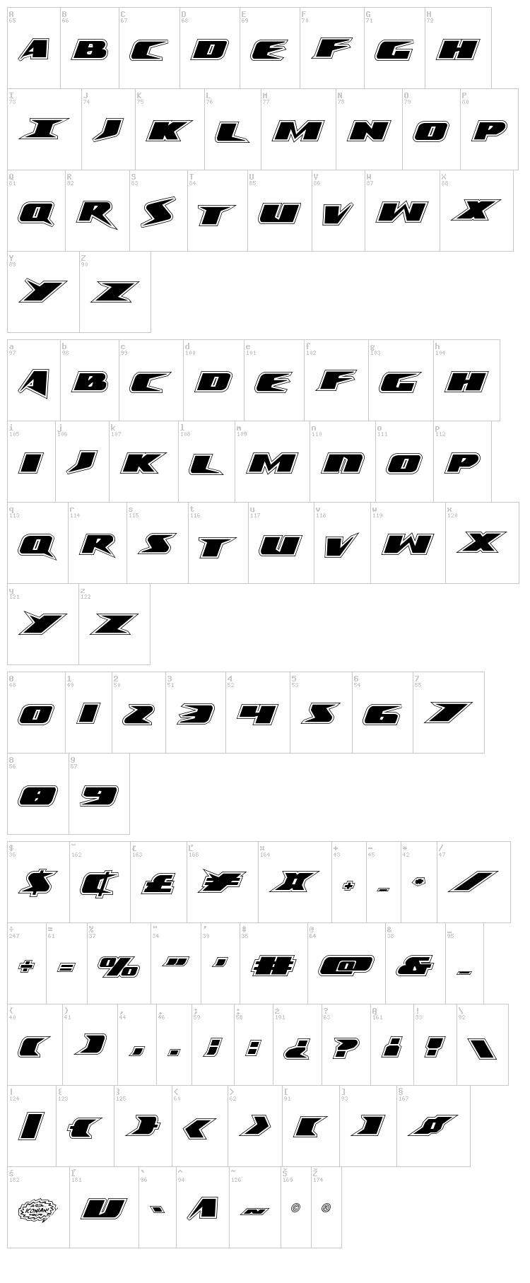 Crime Syndicate font map