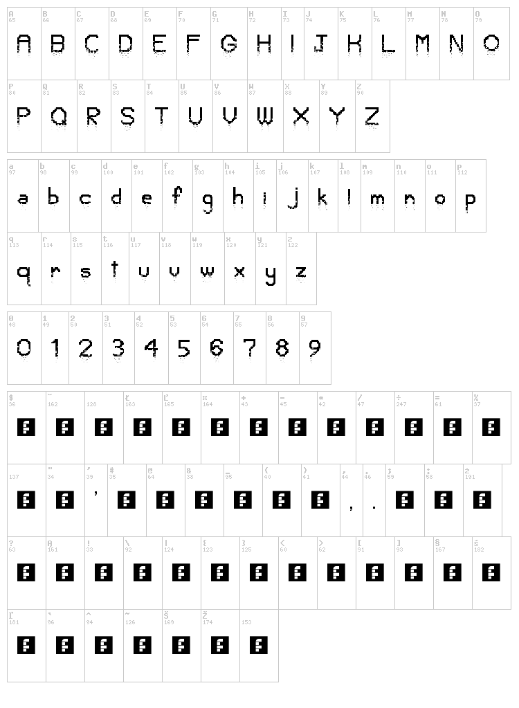 Crumbled Pixels font map