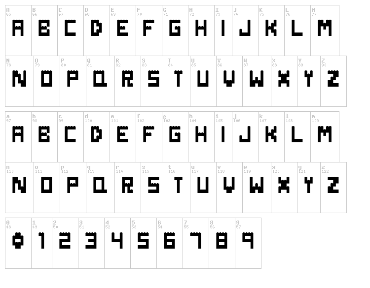 Danish Bricks font map