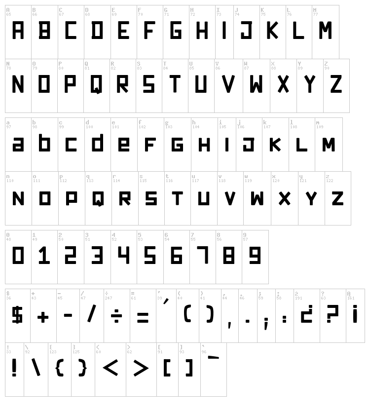 Dark Forest font map