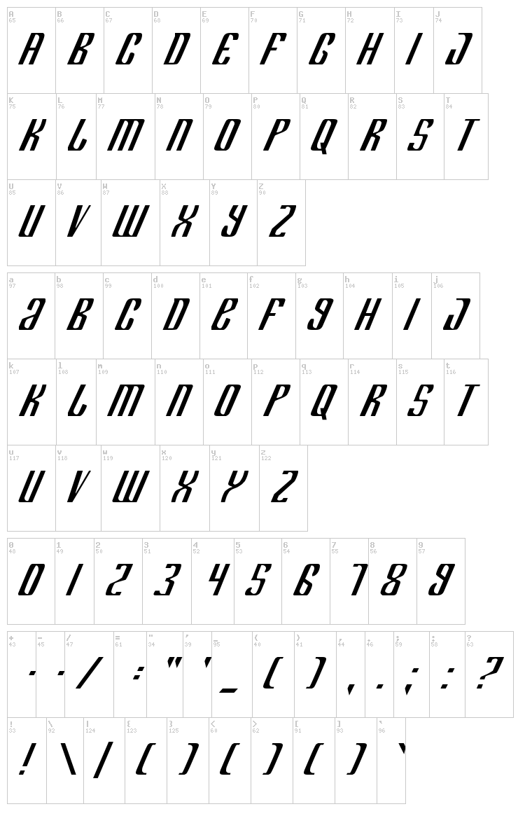 Department H + K font map