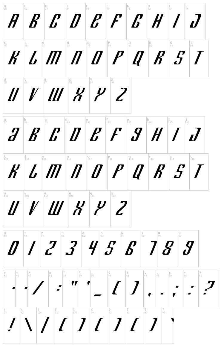 Department H + K font map