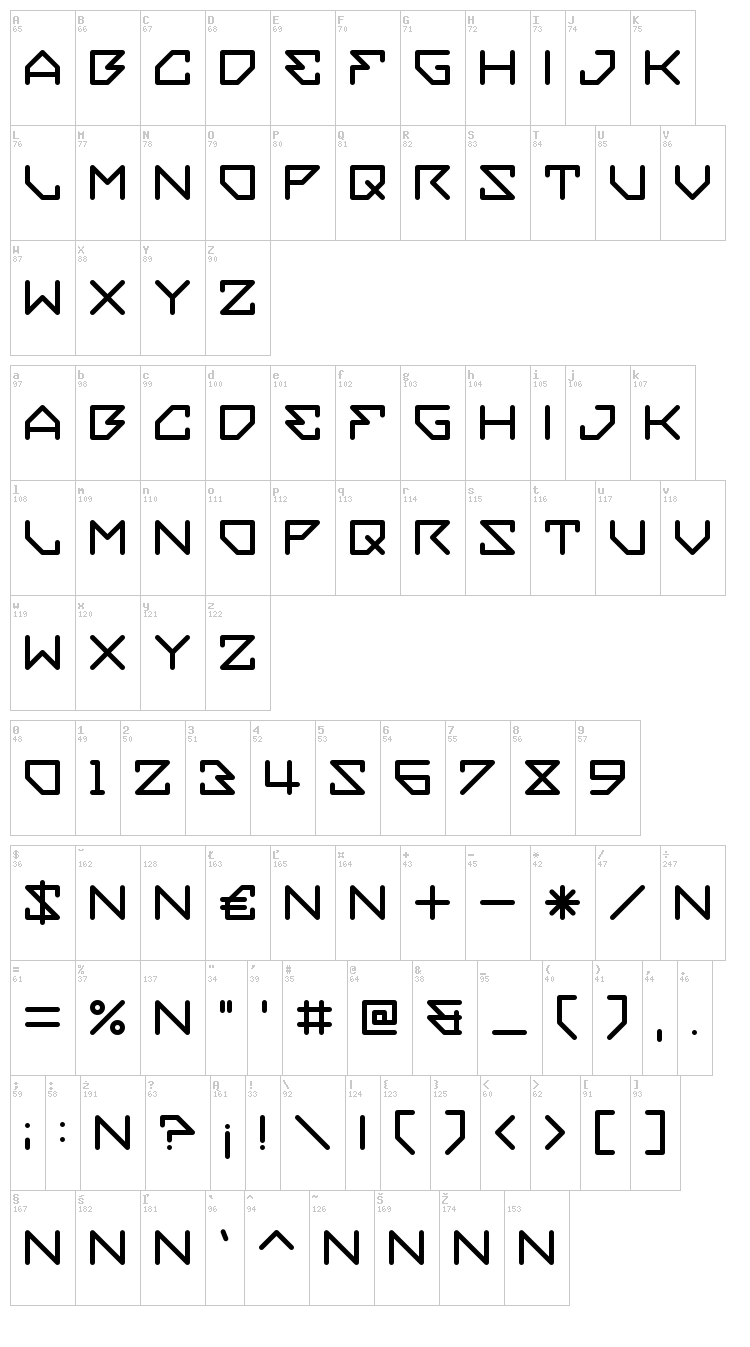 Embezzler font map