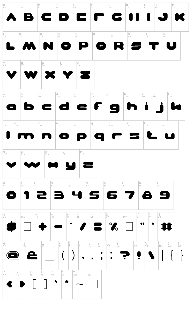 Evergreen font map